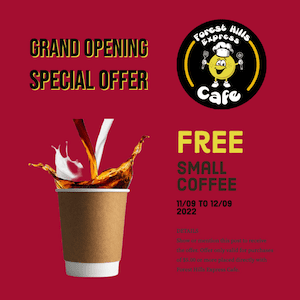 Forest Hills Express Cafe Free Coffee Promotion